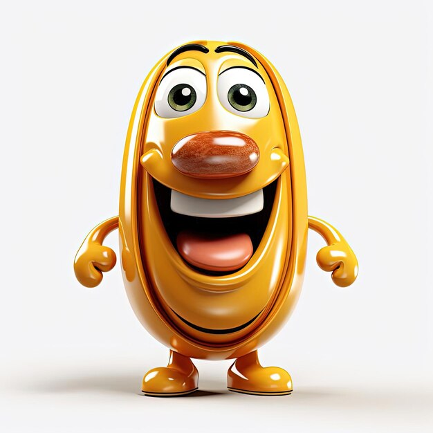 cartoon character of a hotdog 3d rendering illustration