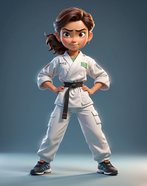 a cartoon character in karate gear