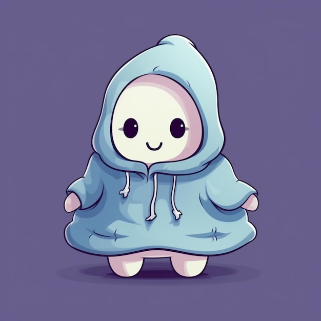 Foto personaggio di cartone animato di un piccolo coniglietto bianco con un cappuccio blu