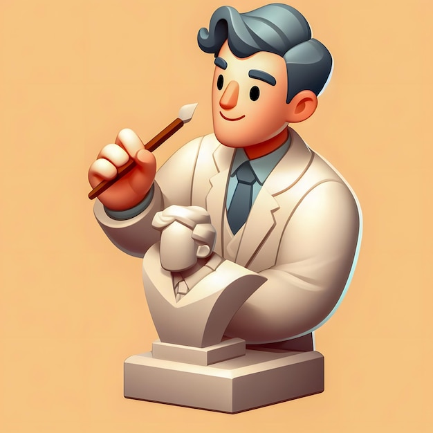 Foto personaggio di cartone animato di un uomo con un camico da laboratorio che tiene un tubo ai generativa