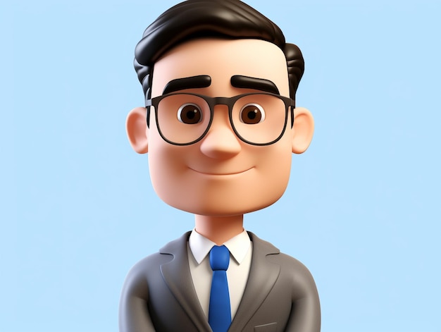 cartoon character of a man in a suit and tie with glasses generative ai