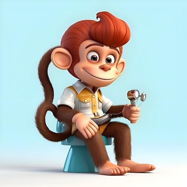 Cartoon character of a monkey sitting on a toilet with a stethoscope