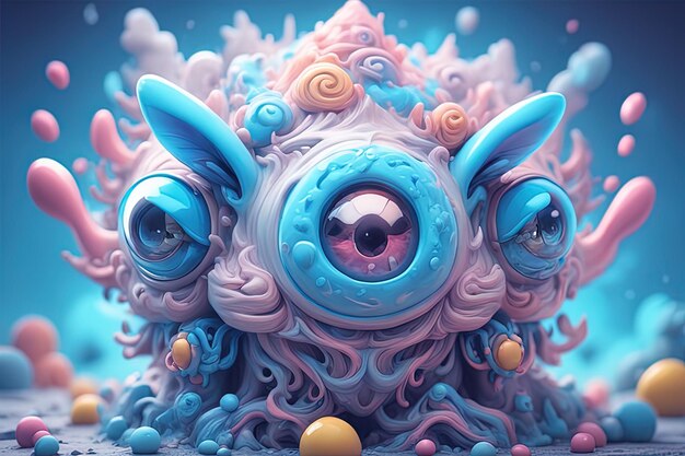 cartoon character monster with eye 3 d rendering computer digital drawingcartoon character monste