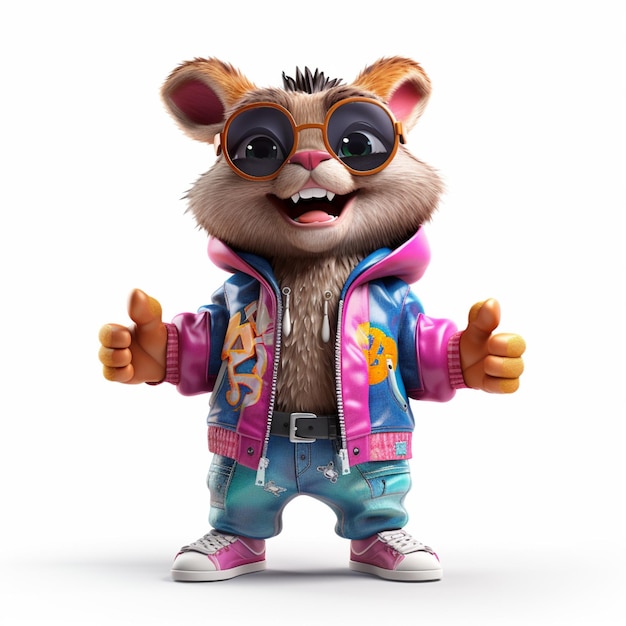 cartoon character of a mouse wearing a jacket and sunglasses generative ai