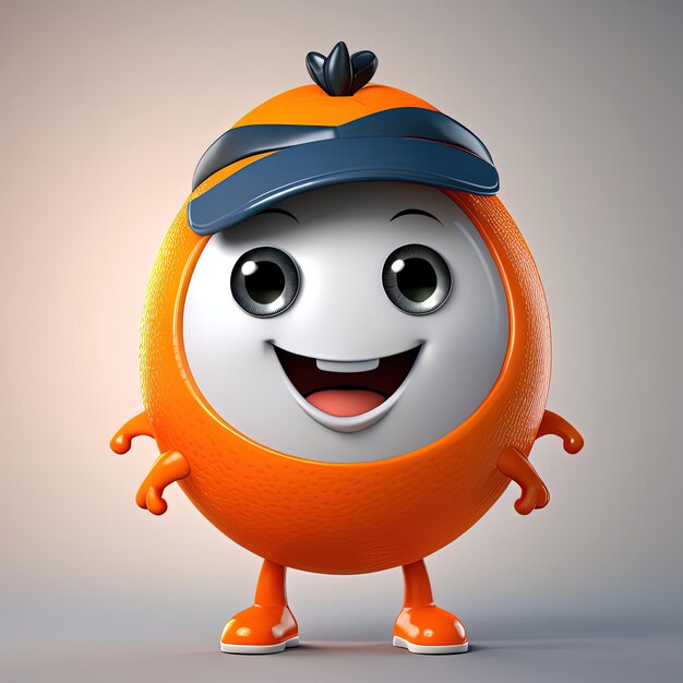 cartoon character of orange ball on grey background