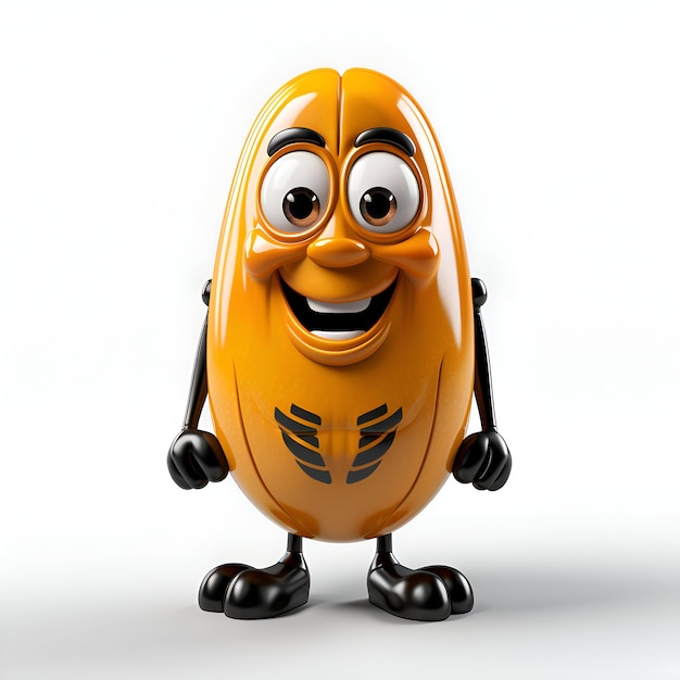 Cartoon character of orange buoy with arms and legs posing on white background