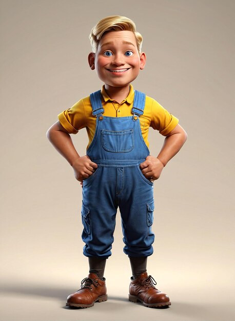 Photo a cartoon character in overalls and overalls