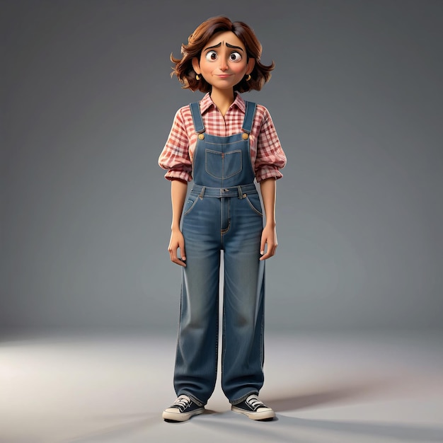 a cartoon character in overalls and overalls