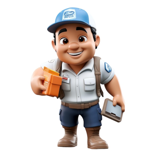 cartoon character of a package delivery person