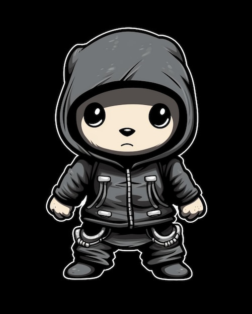 Photo a cartoon character of a person wearing a hoodie generative ai