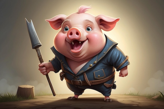 Photo cartoon character of pig