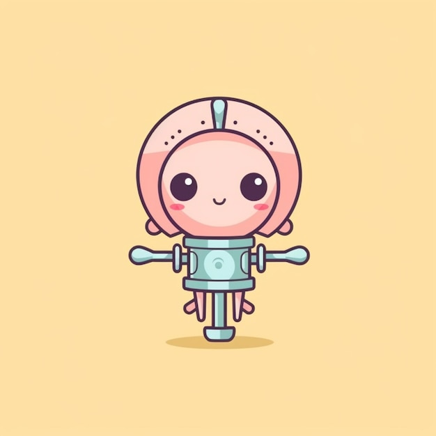 cartoon character of a pink and blue robot with a white face generative ai