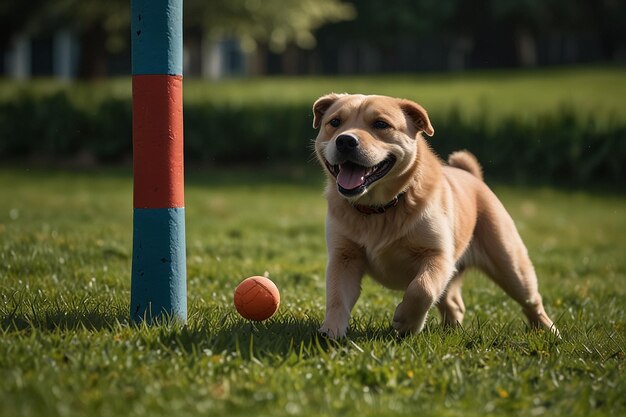 Cartoon Character Playing Fetch Fun with Dog