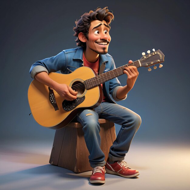 Photo a cartoon character playing a guitar