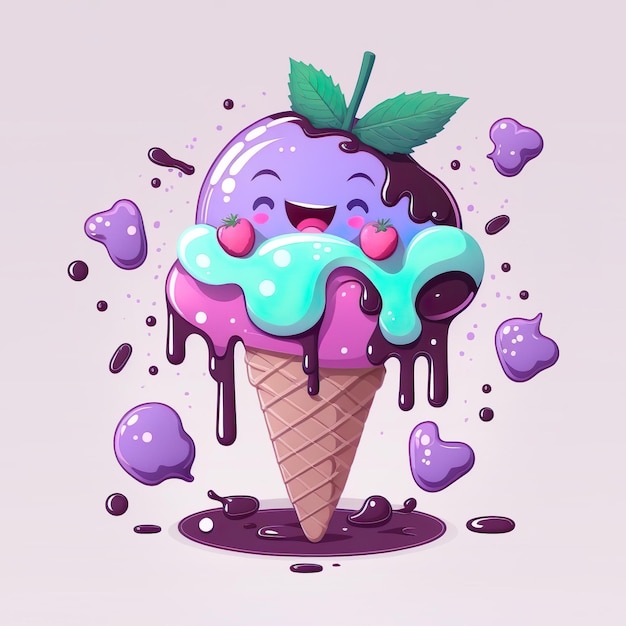 Cartoon character Plum Ice Cream in Cone