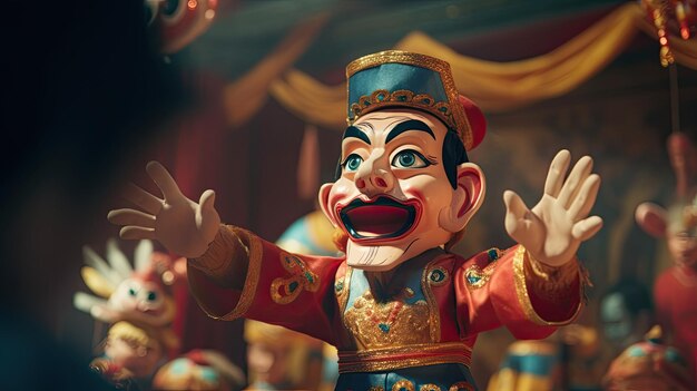 Cartoon Character in Red and Gold Outfit Playful Vibrant and Eyecatching Chinese new year