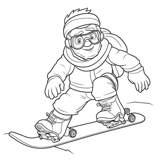 Photo a cartoon character riding a skateboard with a helmet and goggles generative ai