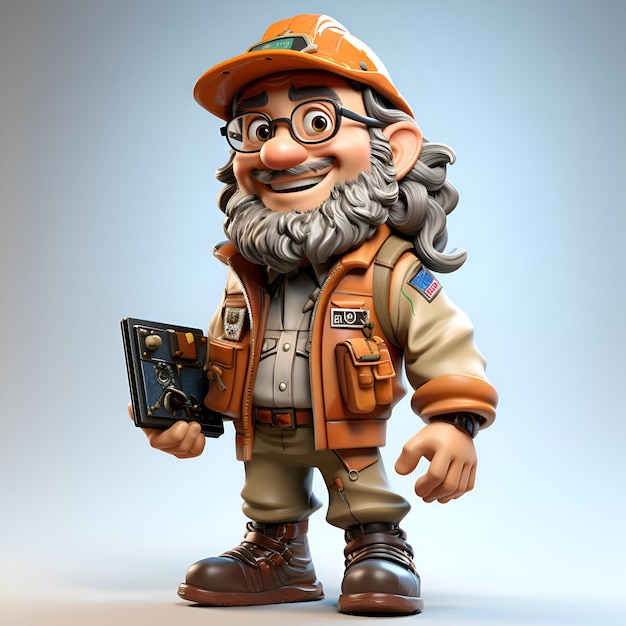 Cartoon character of safari explorer with safari map and helmet