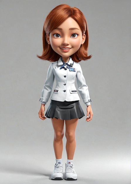 a cartoon character in a school uniform