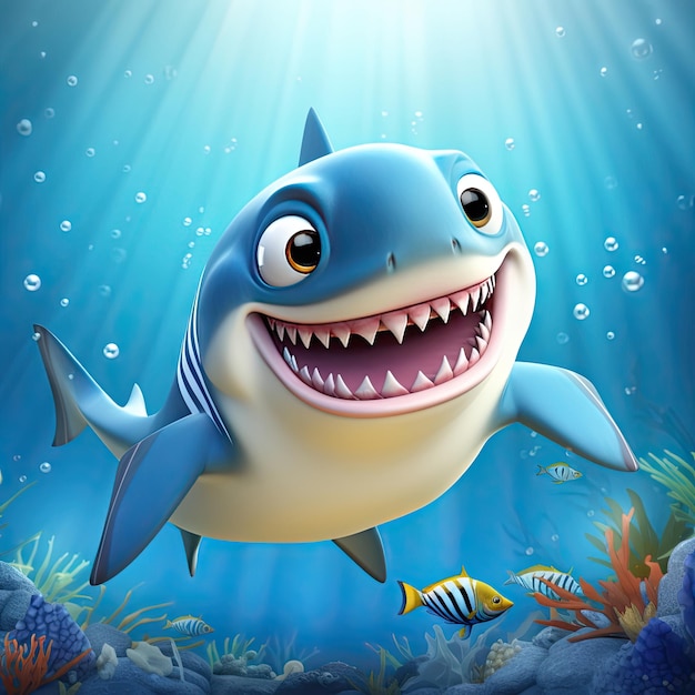 Cartoon character of shark