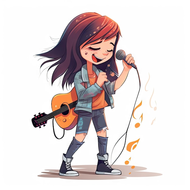 Cartoon character of singer girl