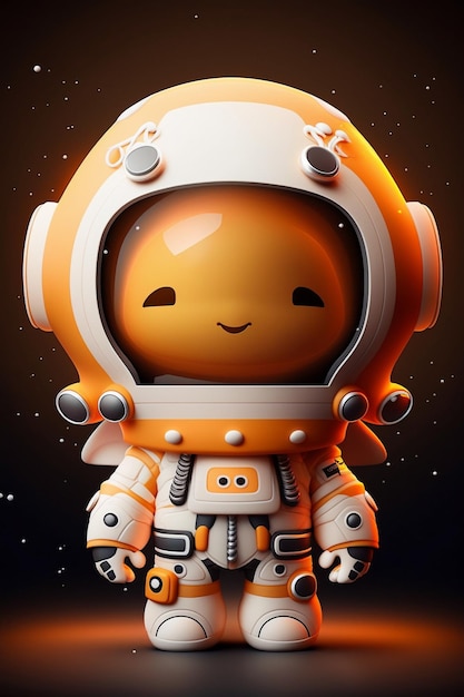 우주복 생성 인공 지능에서 웃는 우주 비행사의 만화 캐릭터