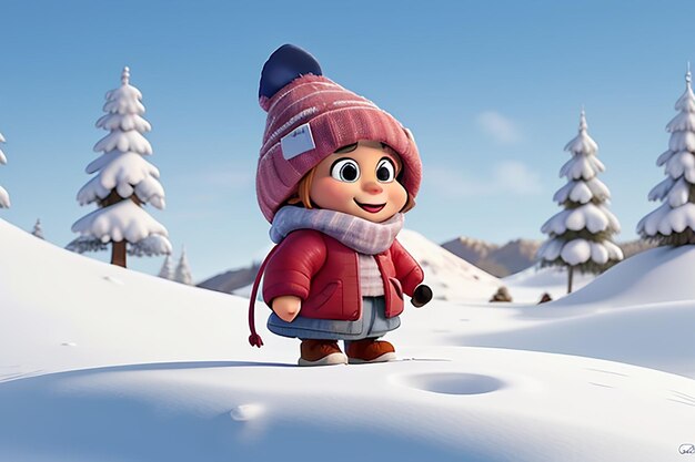 Photo a cartoon character in a snowy landscape