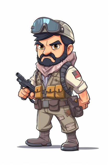 Cartoon character of a soldier with a gun in his hand