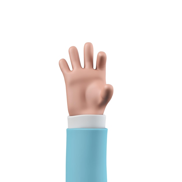 Cartoon character style hand holding an object pose d rendering