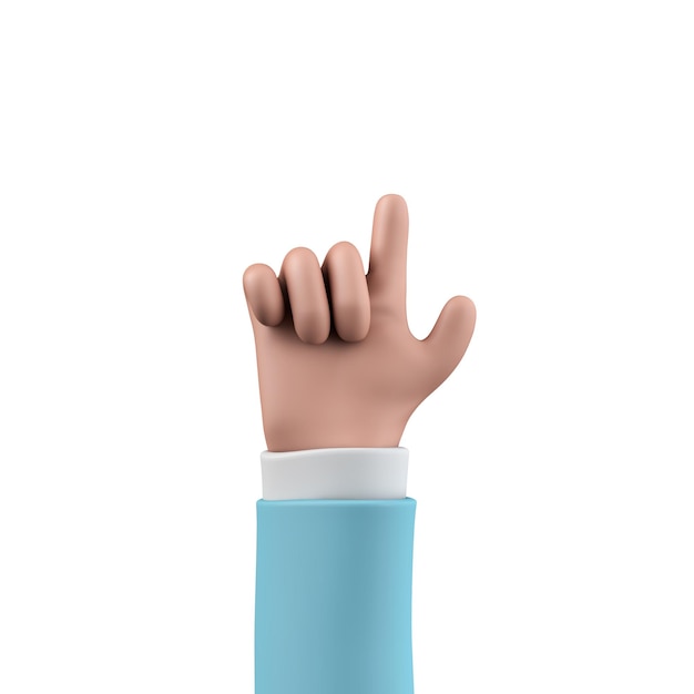 Cartoon character style hand in a pointing pose d rendering