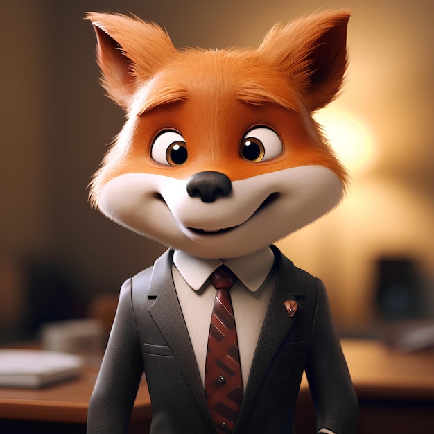 Photo cartoon character in a suit wearing a tie