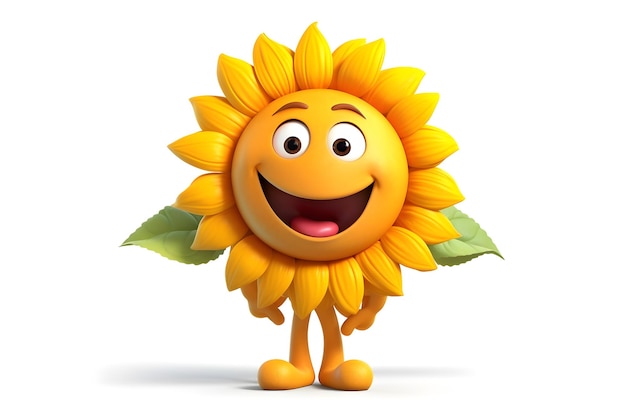 A cartoon character of a sunflower