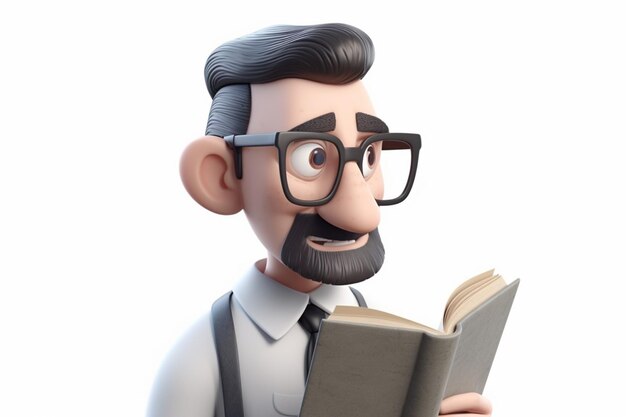 Cartoon Character Teacher with a Book