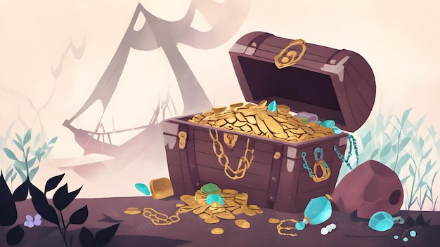 Photo cartoon character treasure bearer background