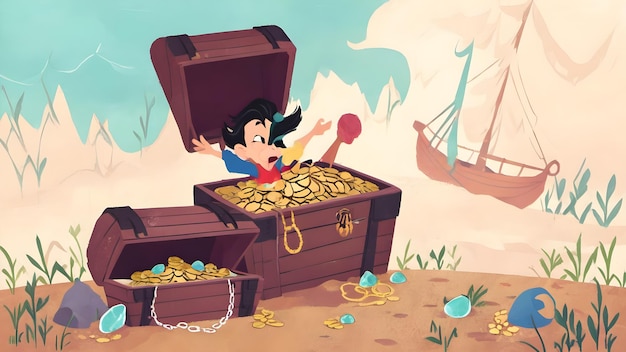 cartoon character treasure bearer background