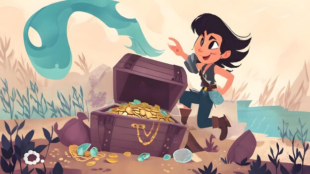 Photo cartoon character treasure bearer background