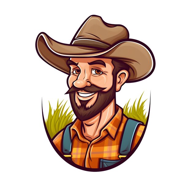 cartoon character of vintage style farmer with beard vector illustration