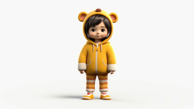 A cartoon character wearing a bear hoodie