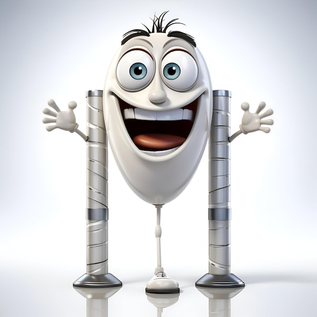 Cartoon character of white balloon with arms and legs on a white background