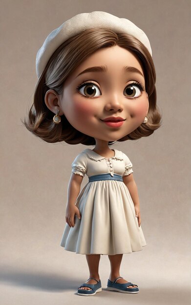 a cartoon character in a white dress and blue shoes