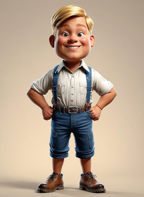 Photo a cartoon character in a white shirt and blue overalls