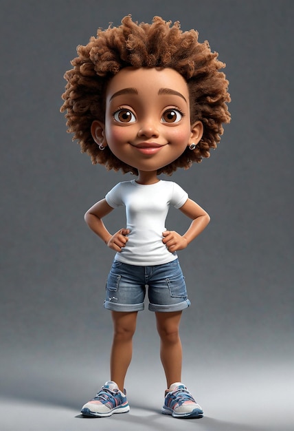 a cartoon character in a white shirt and blue shorts