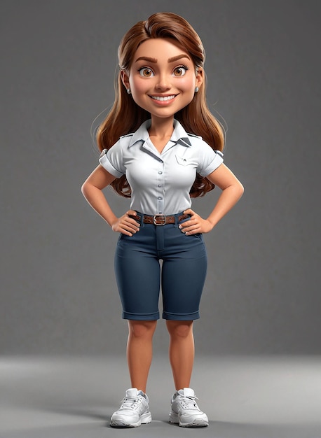 Photo a cartoon character in a white shirt and blue shorts