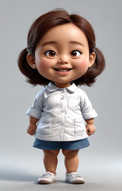 Photo a cartoon character in a white shirt and blue skirt