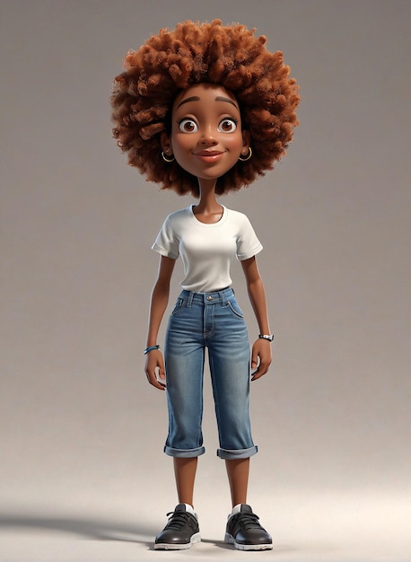 a cartoon character in a white shirt and jeans