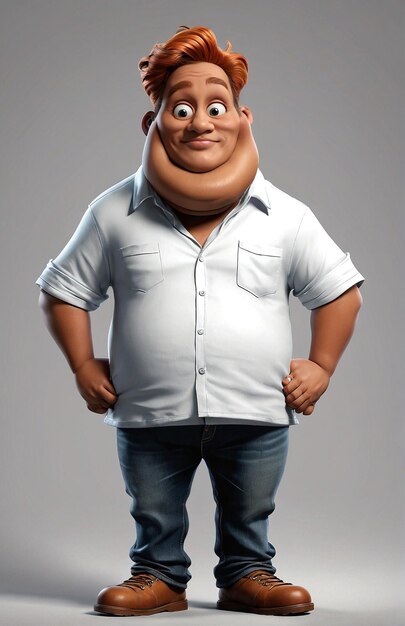 Photo a cartoon character in a white shirt and jeans