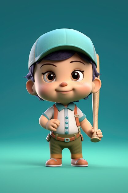 A cartoon character with a baseball bat and a hat