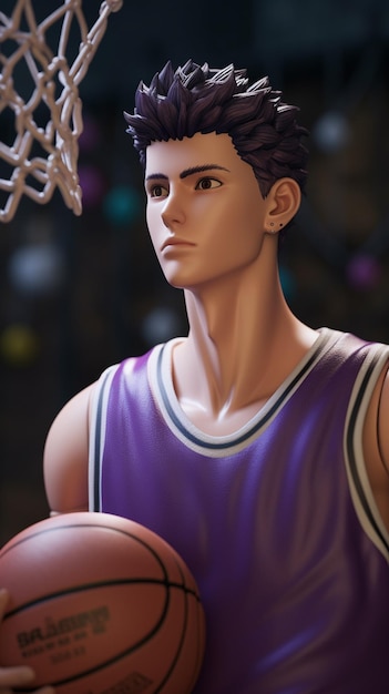 A cartoon character with a basketball in his hand