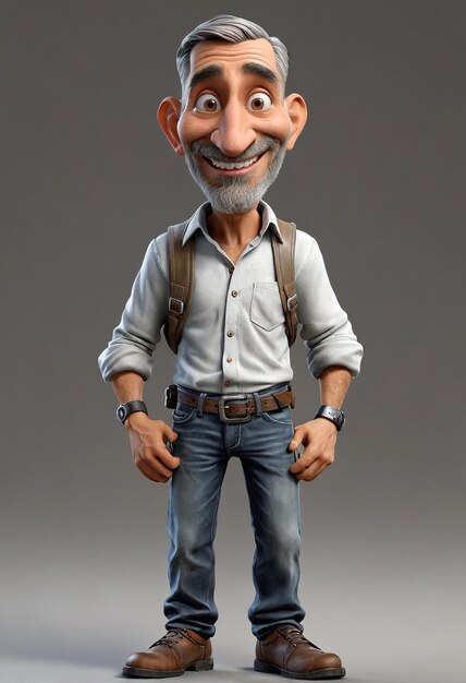 Photo a cartoon character with a beard and a beard standing in a pose