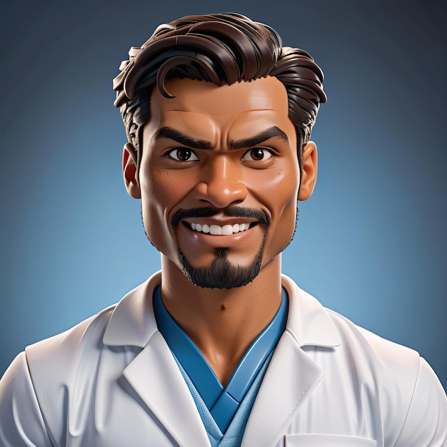 Photo a cartoon character with a beard and a white lab coat